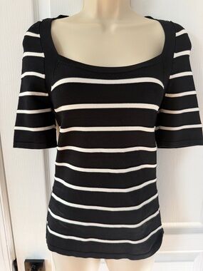 White House Black Market Black & White Striped Knit Top – Size Small